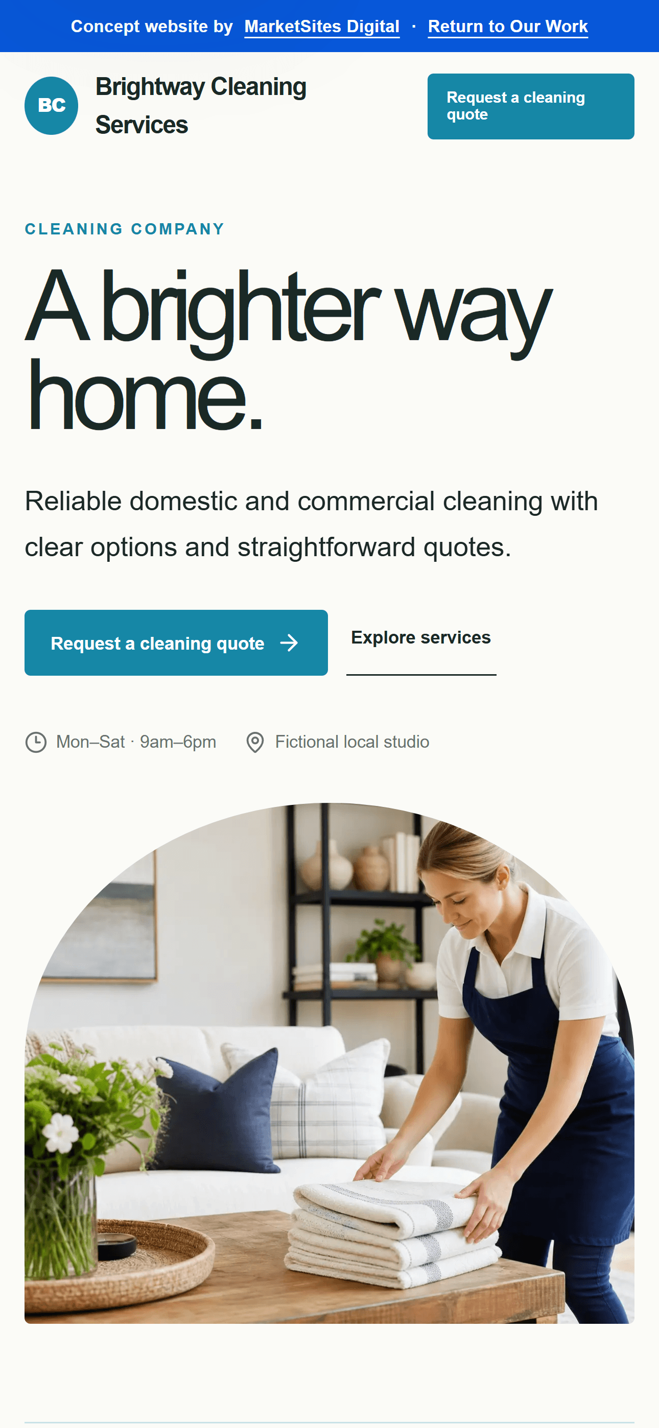 Barber concept homepage mobile preview